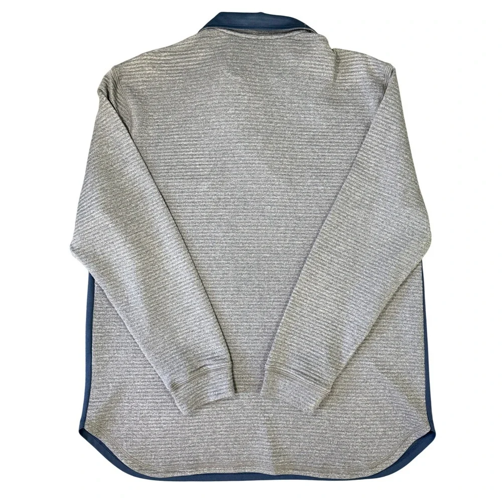 Haggar In Motion Mens Large Quarter Zip Pullover Blue Grey‎ Ribbed Performance L